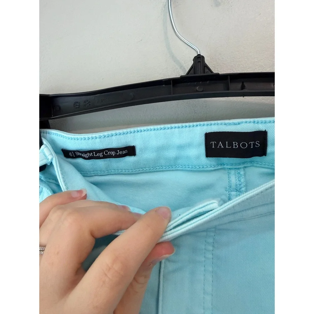 Talbots Womens 6 Straight Leg Crop Jeans Light Blue Denim Mid Rise Pants